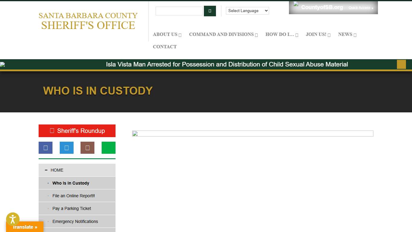 Who Is In Custody – Santa Barbara County Sheriff's Office